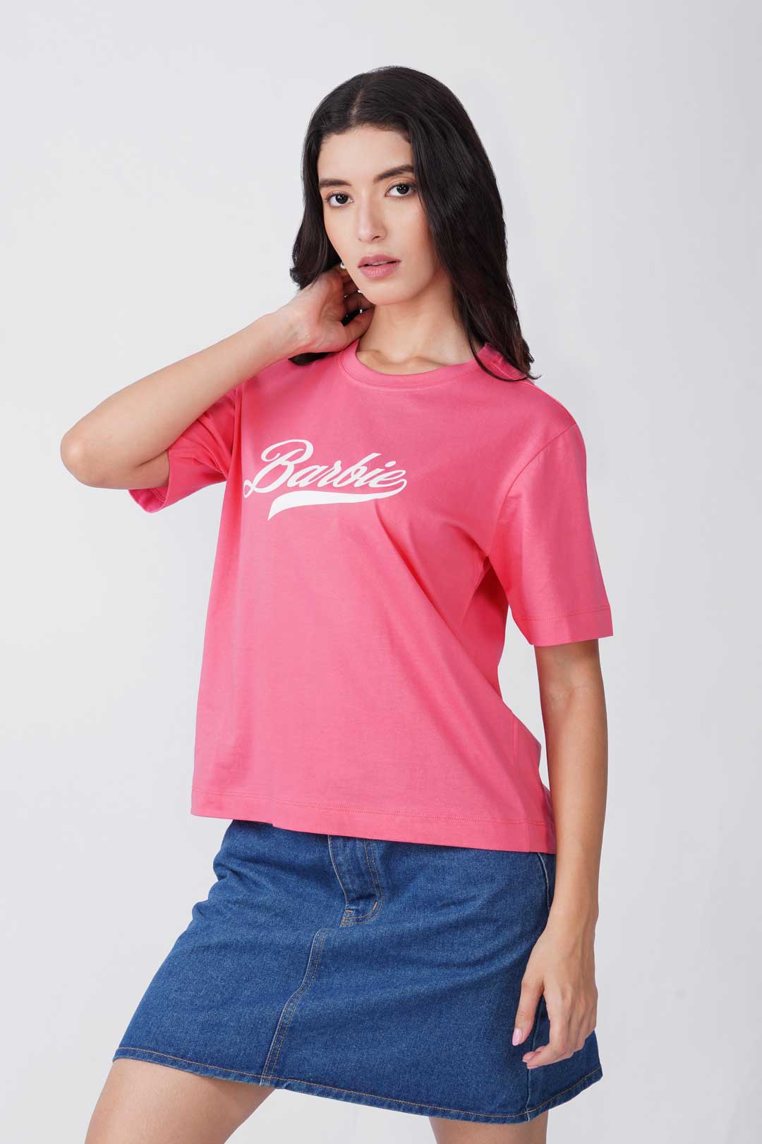 Cotton Oversized Tshirt - Pink -BARBIE