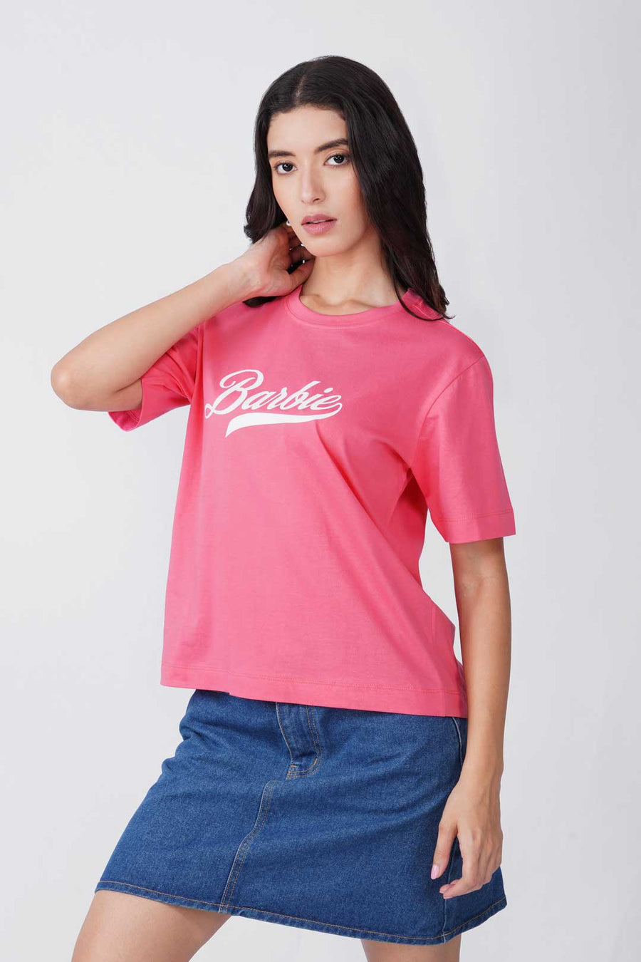 Cotton Oversized Tshirt - Pink -BARBIE