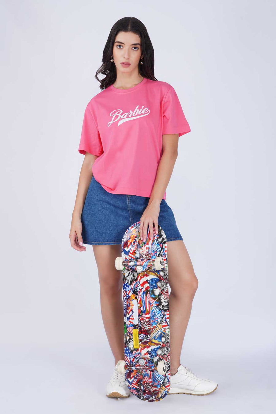 Cotton Oversized Tshirt - Pink -BARBIE