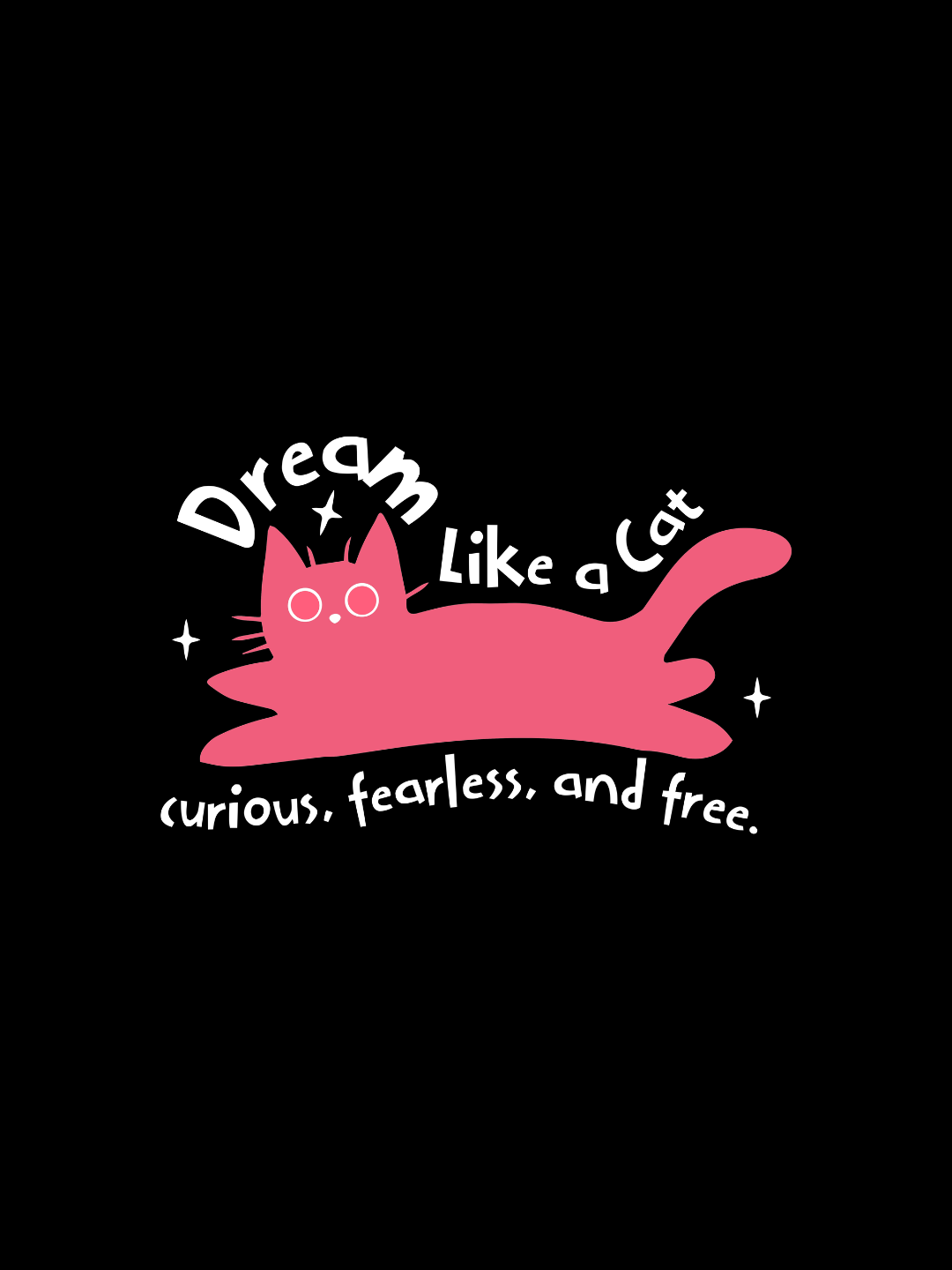 Cotton Relaxed fit Tshirt - Black - Dream like a cat