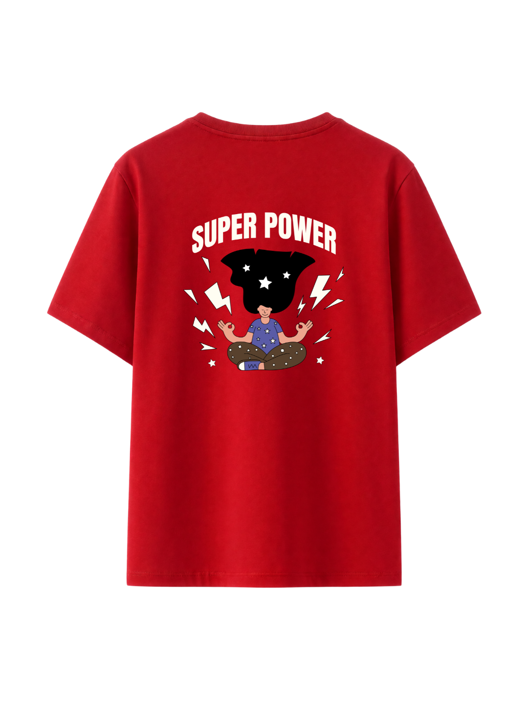 Cotton Relaxed fit Tshirt - Red - Super power