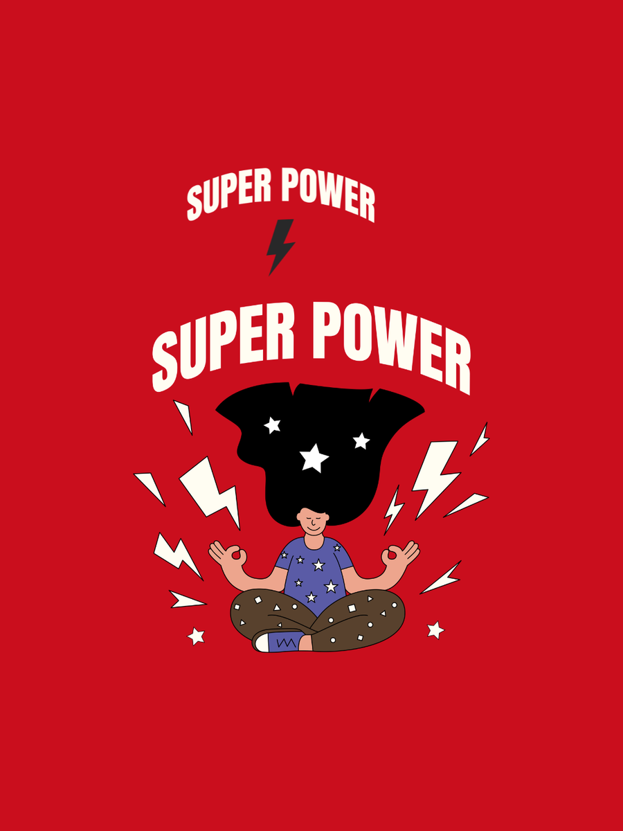 Cotton Relaxed fit Tshirt - Red - Super power
