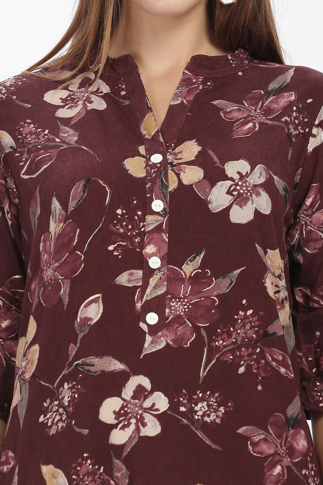 Flowy A-Line Kurta: Hibiscus print