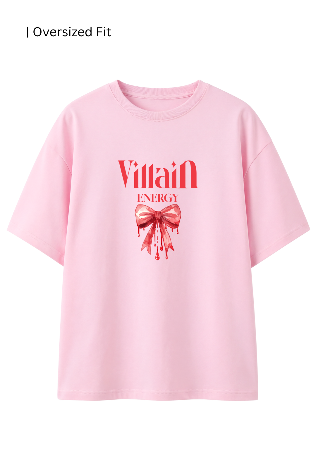 Cotton Oversized Tshirt - Baby Pink - VILLAIN ENERGY