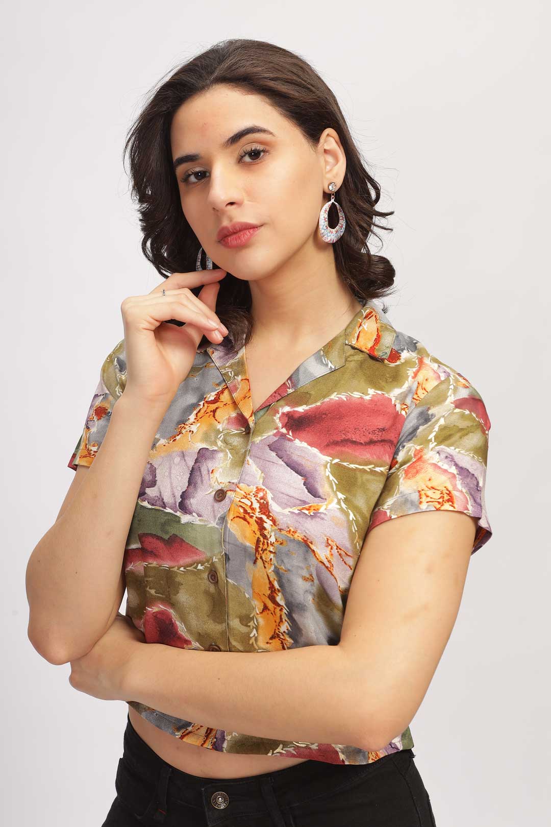 Marble printed shirt - Green
