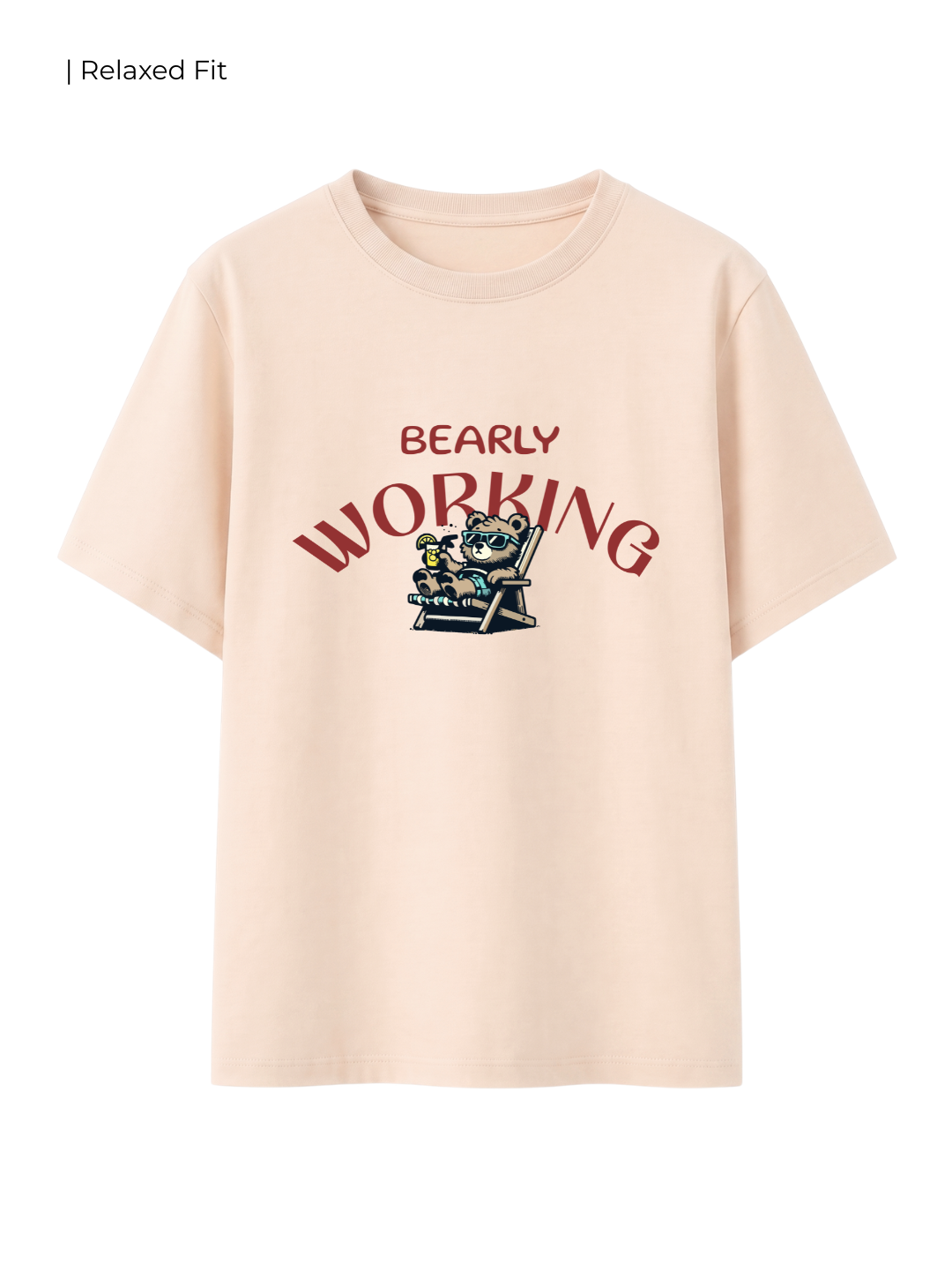 Cotton Relaxed fit Tshirt - Cream - bearly working