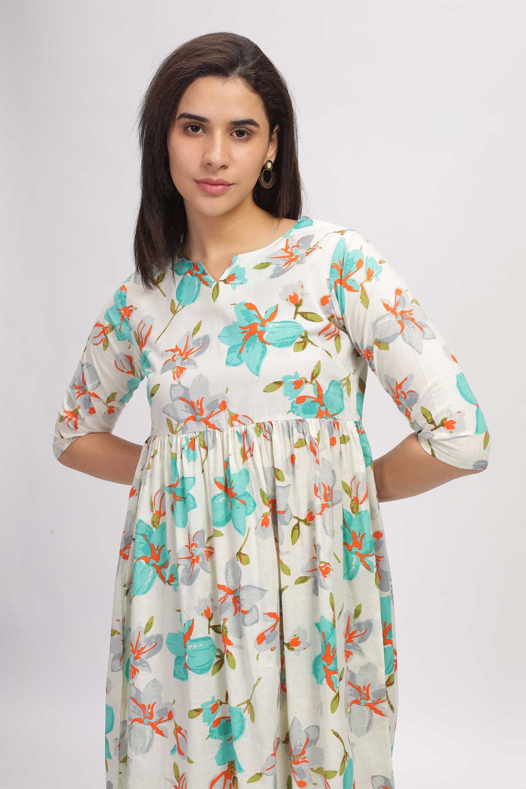 Viscose Summer Mini Dress - Teal Floral