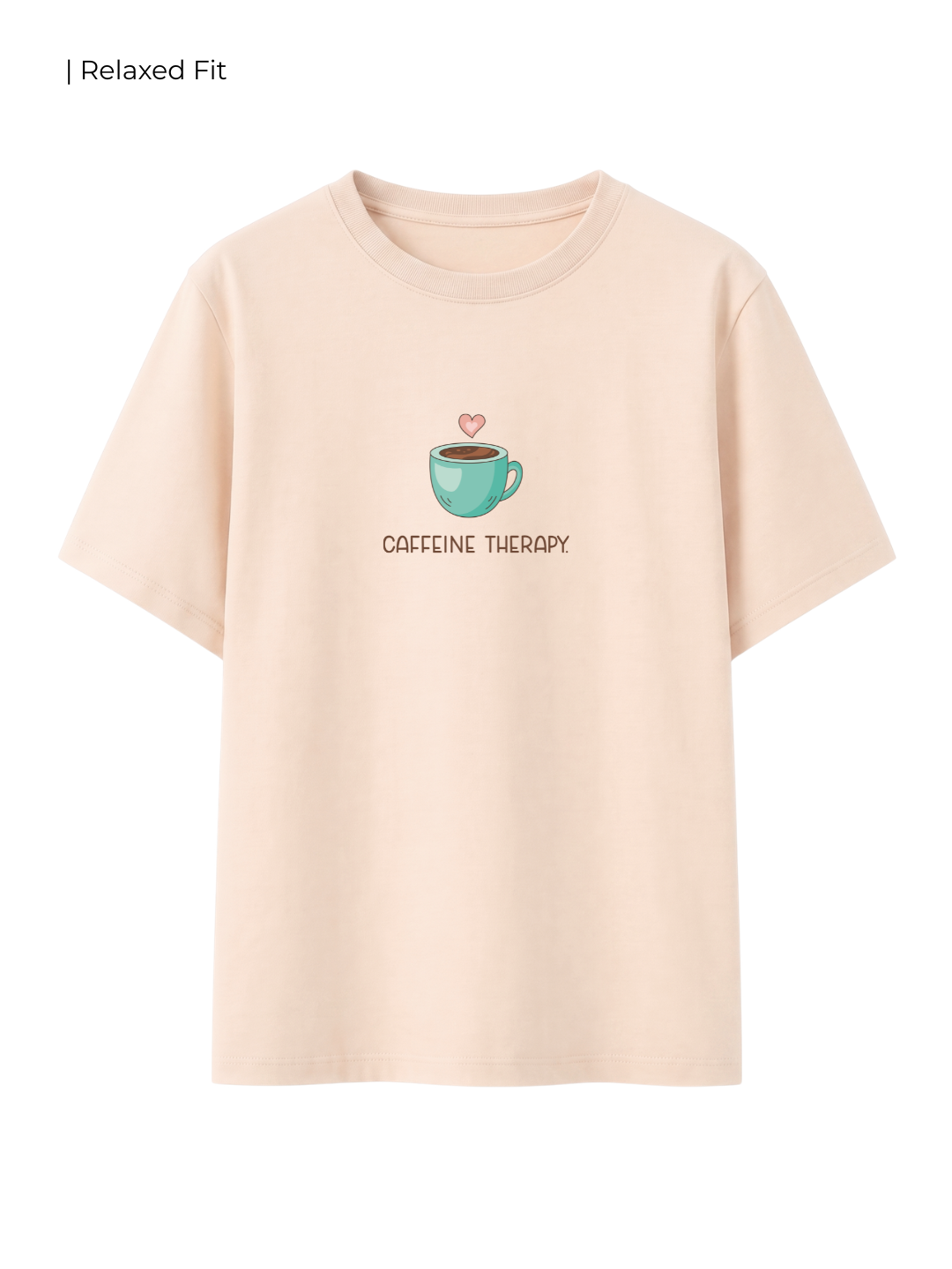 Cotton Relaxed fit Tshirt - Cream - caffeine therapy