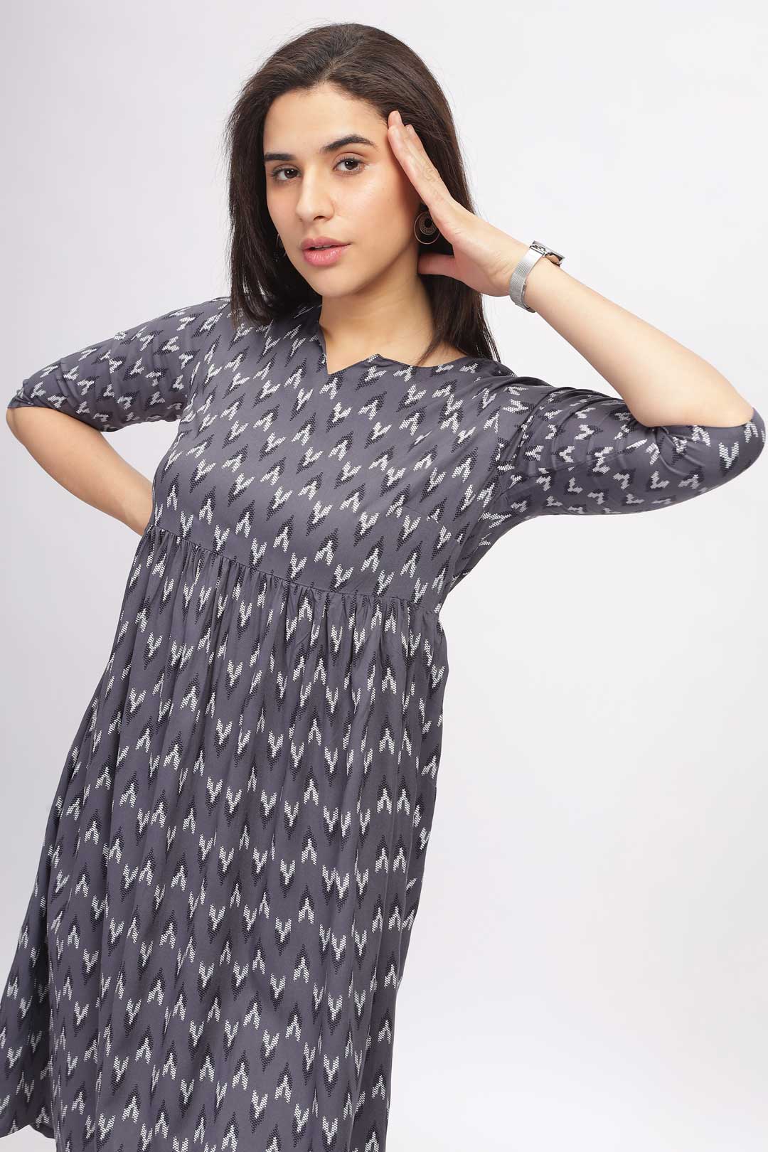 Viscose Summer Mini Dress - Abstract Grey