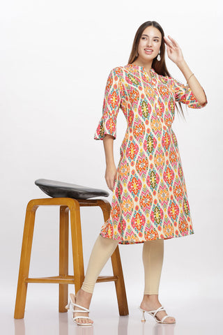 Flowy A-Line Kurta: Abstract Print