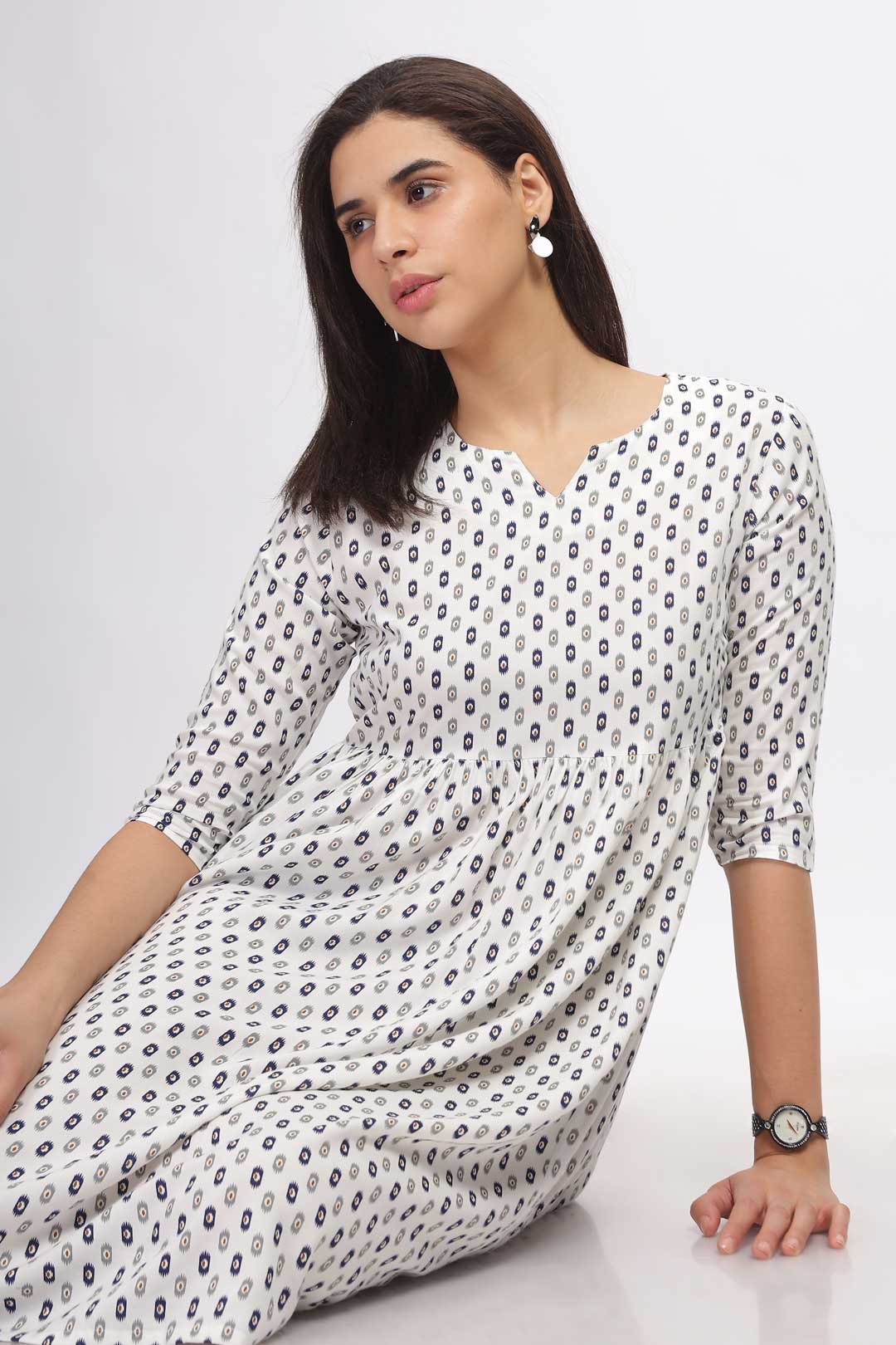 Viscose Summer Mini Dress - White