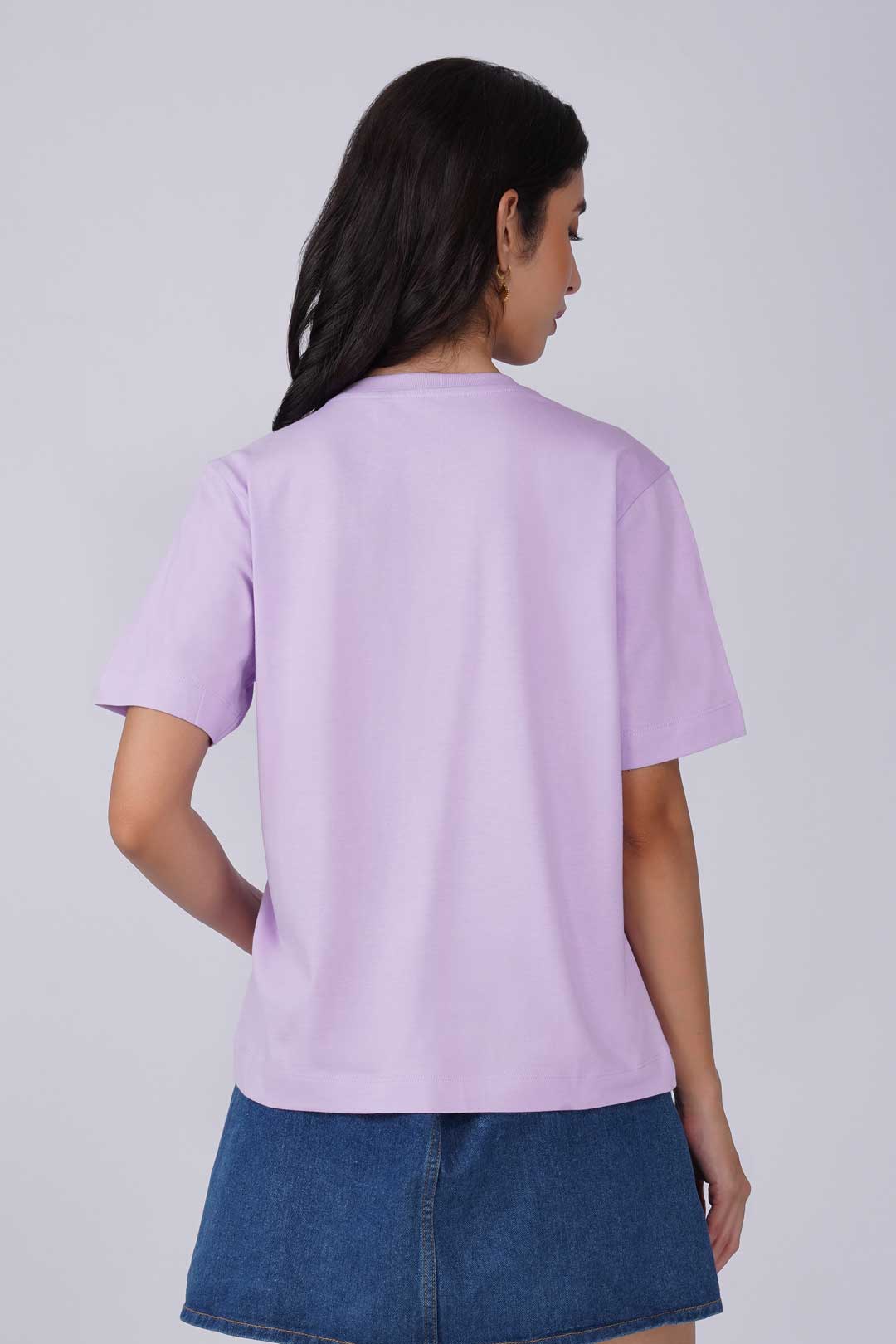 Cotton relaxed fit Tshirt - Lilac - Hat Girl with Icecream Summer