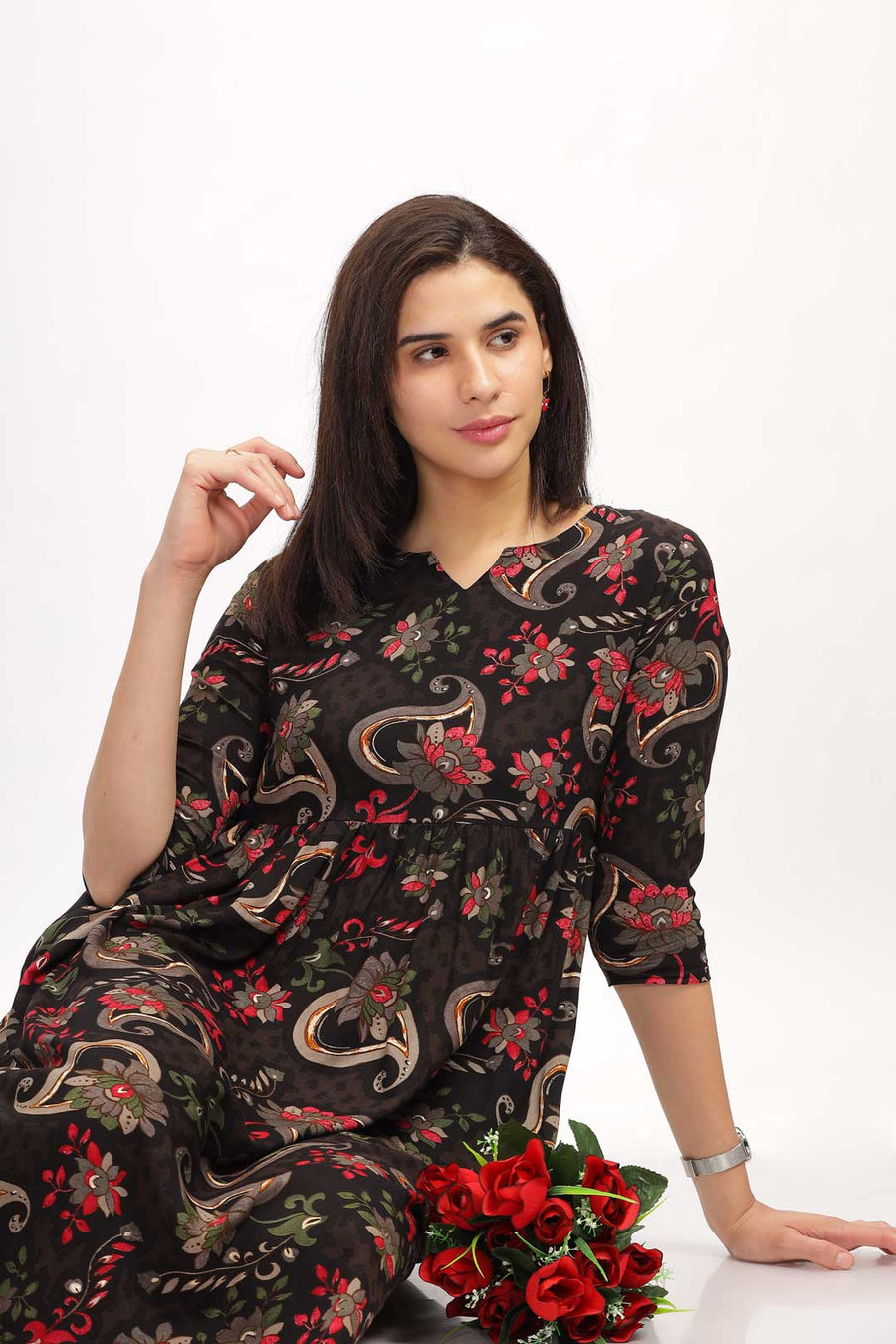 Viscose Summer Mini Dress - Black