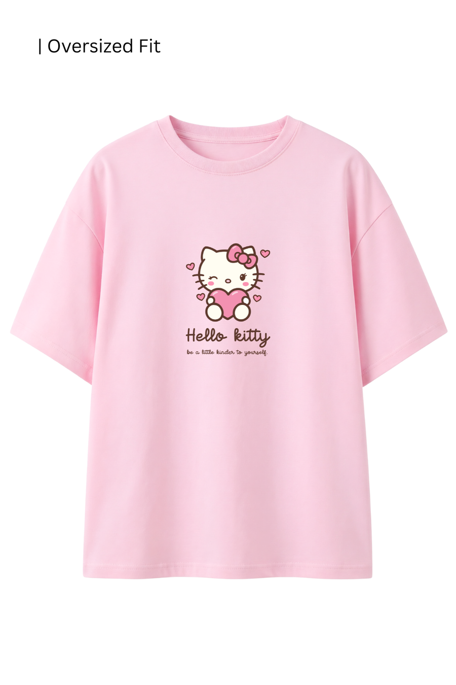 Cotton Oversized Tshirt - HELLO KITTY BE A LITTLE KINDER