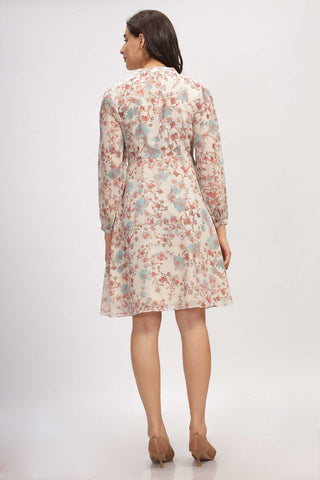 Georgette Floral Mini Dress - Creamy