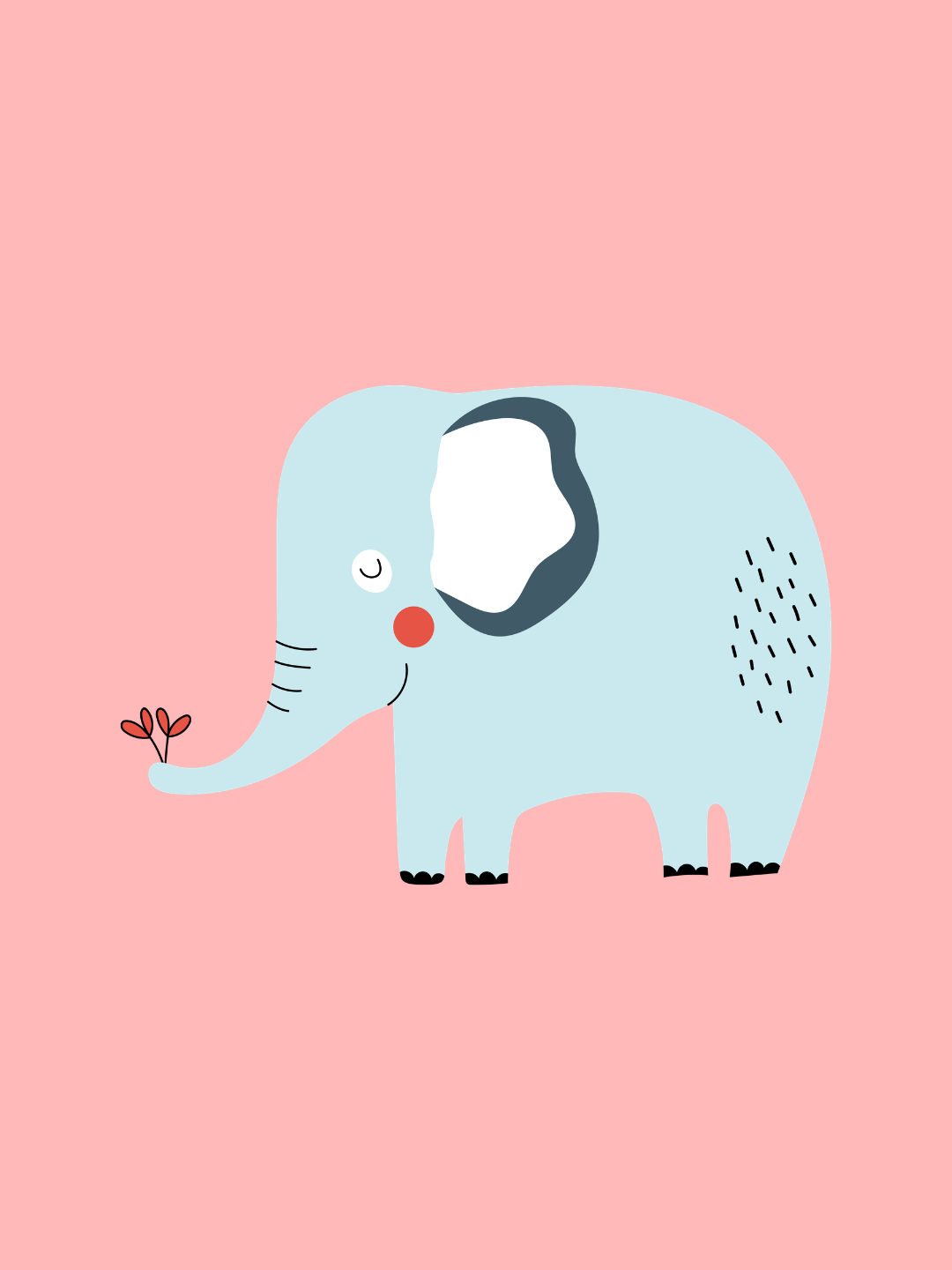 Cotton Relaxed fit Tshirt - cute animal elephant peach