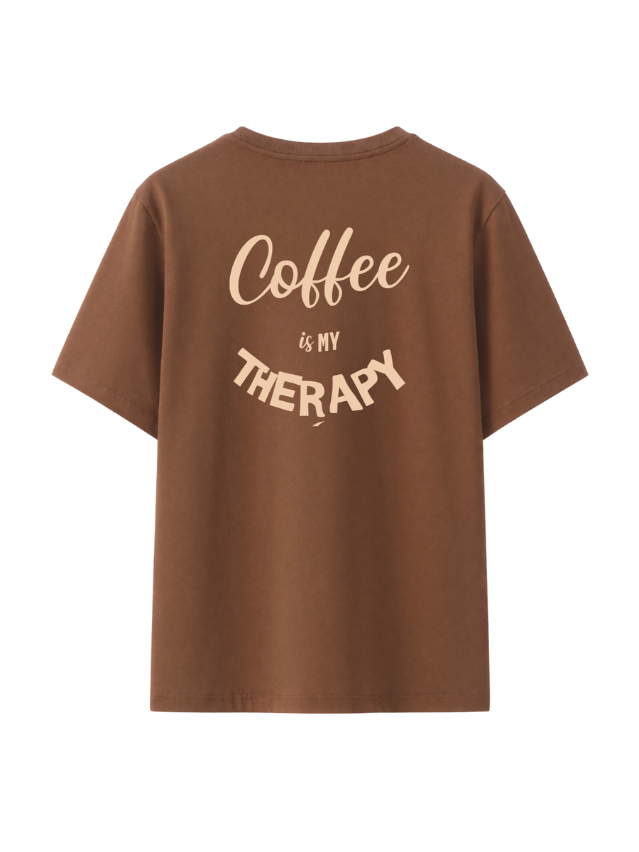 Cotton Relaxed fit Tshirt - Coffee is my therapy