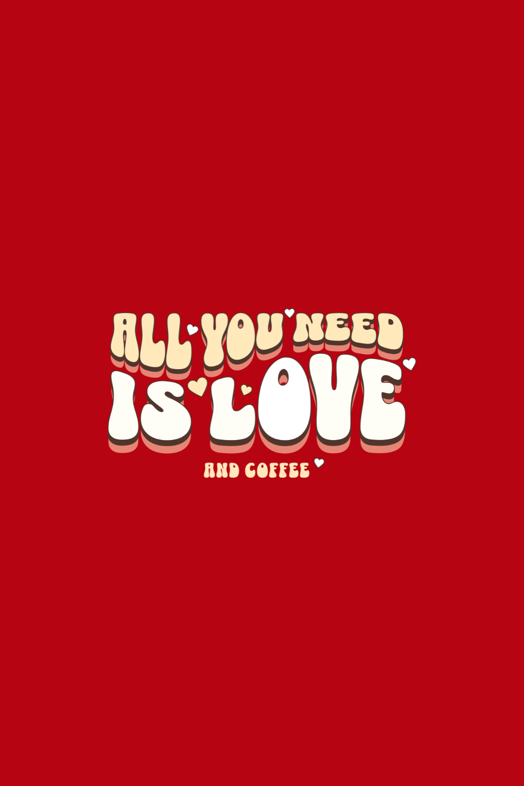 Cotton Oversized Tshirt - Red - ALL YOU NEED IS LOVE AND COFFEE
