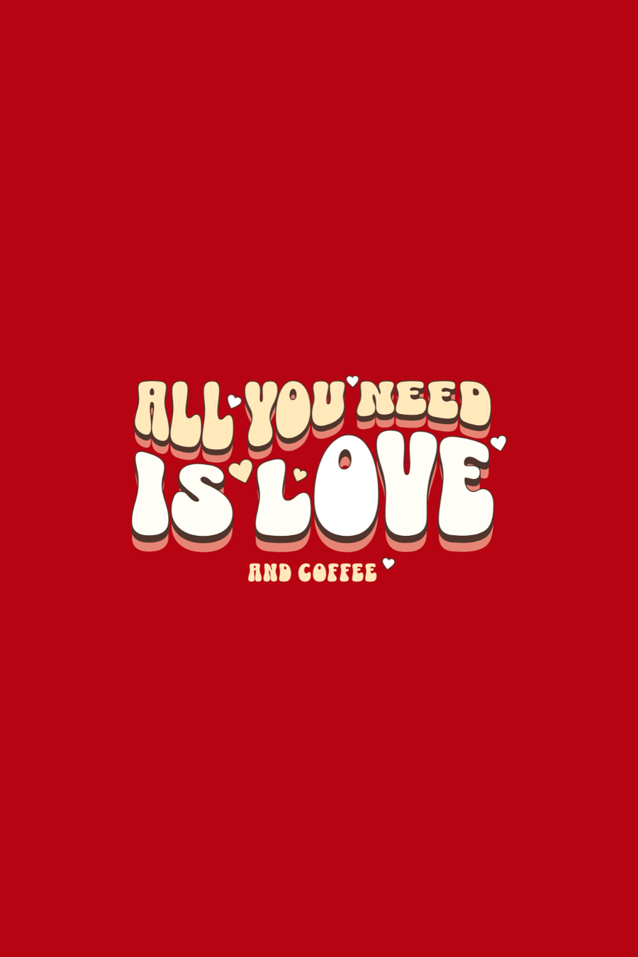 Cotton Oversized Tshirt - Red - ALL YOU NEED IS LOVE AND COFFEE