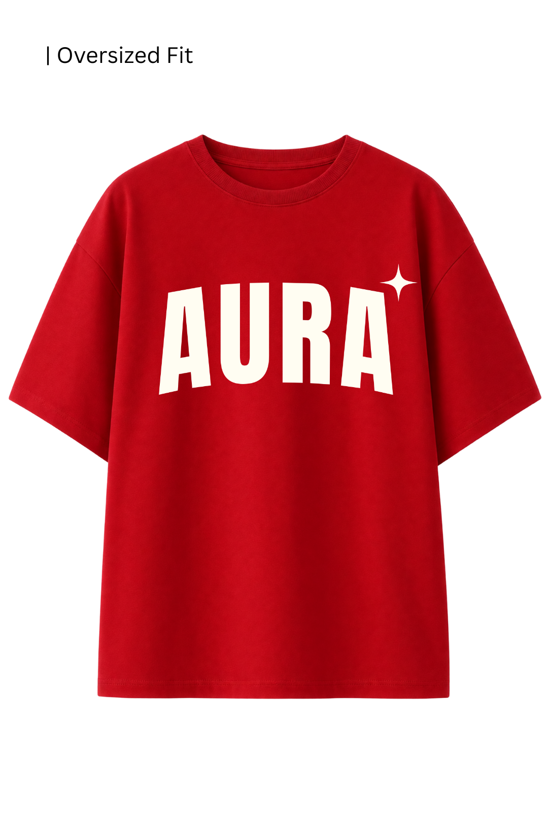 Cotton Oversized Tshirt - Red - AURA