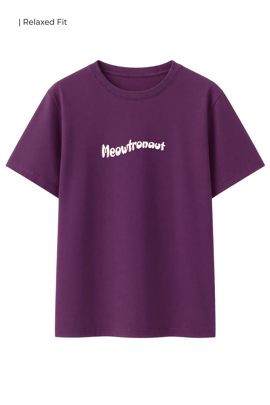 Cotton Relaxed fit Tshirt - Purple - Meowtronaut