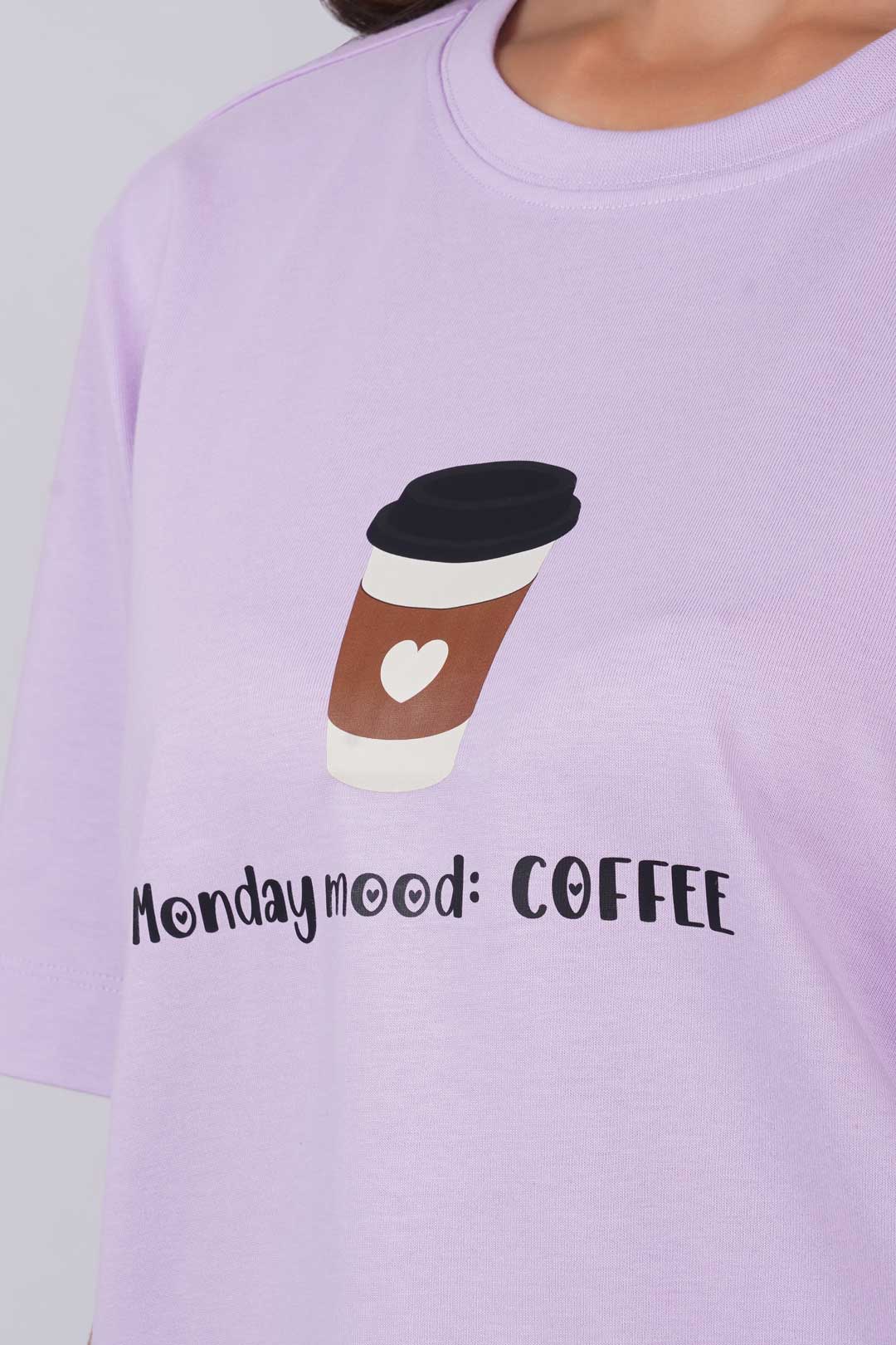 Cotton Relaxed fit Tshirt - Lilac -Monday mood coffee