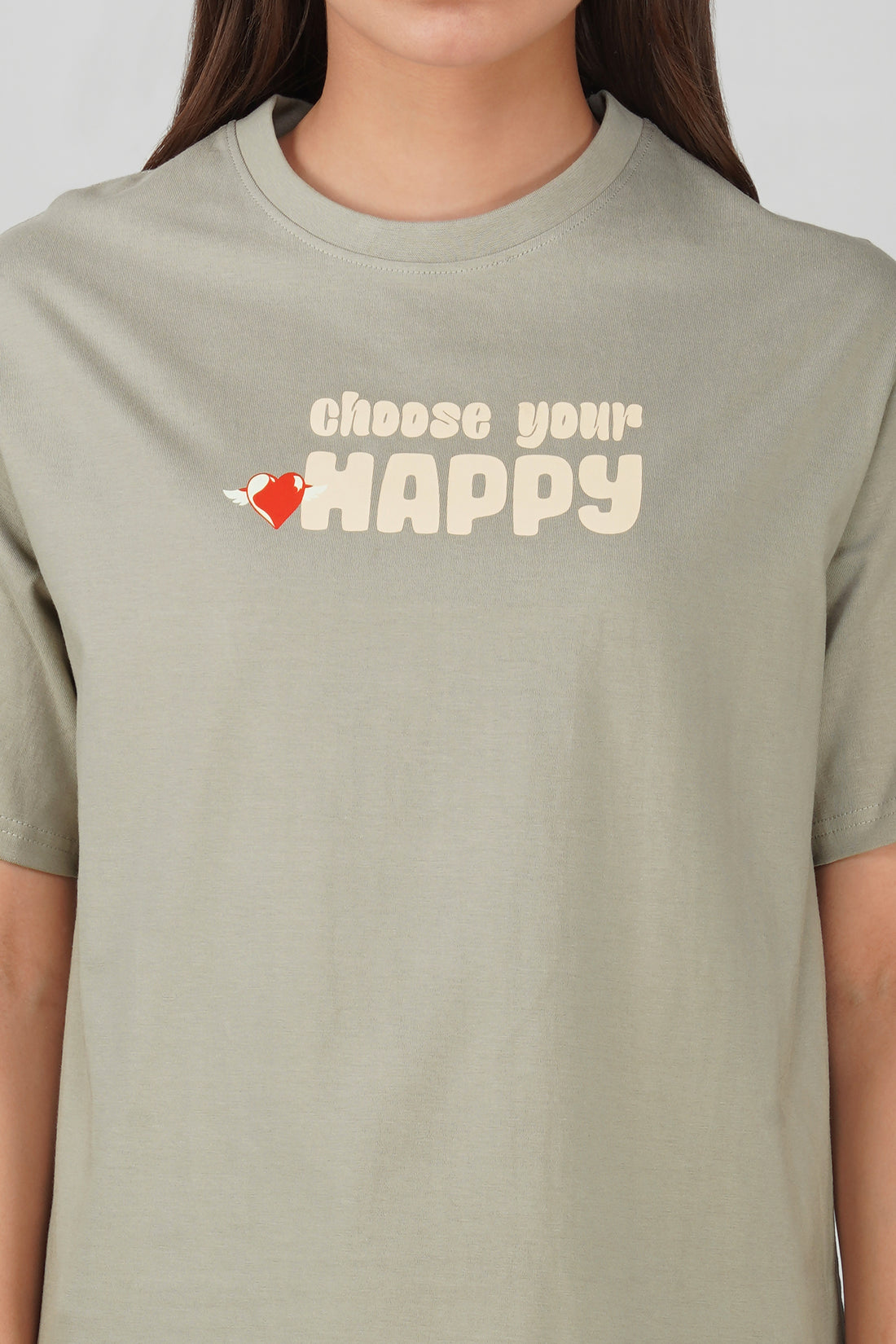 Cotton oversized Tshirt Grey - Choose your happy