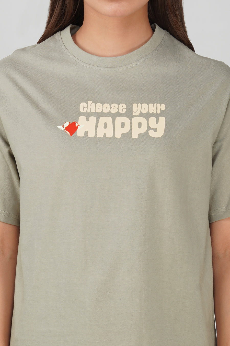 Cotton oversized Tshirt Grey - Choose your happy