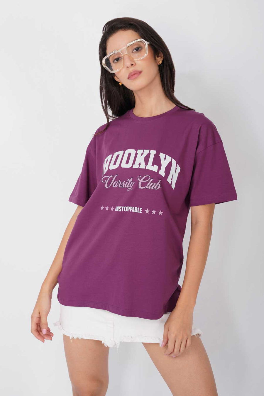 Cotton Oversized Tshirt - Purple - BROOKLYN VARSITY CLUB