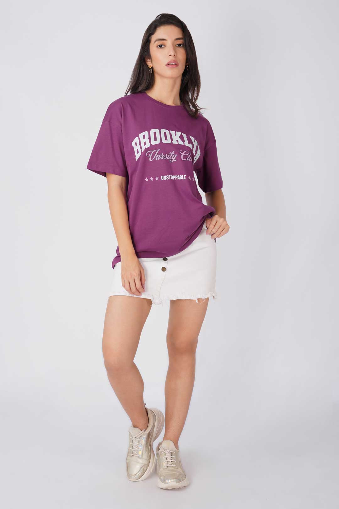 Cotton Oversized Tshirt - Purple - BROOKLYN VARSITY CLUB