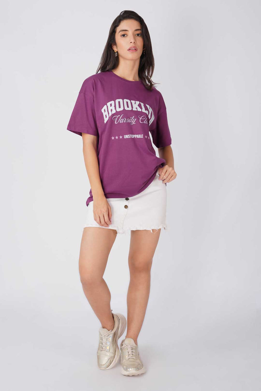 Cotton Oversized Tshirt - Purple - BROOKLYN VARSITY CLUB