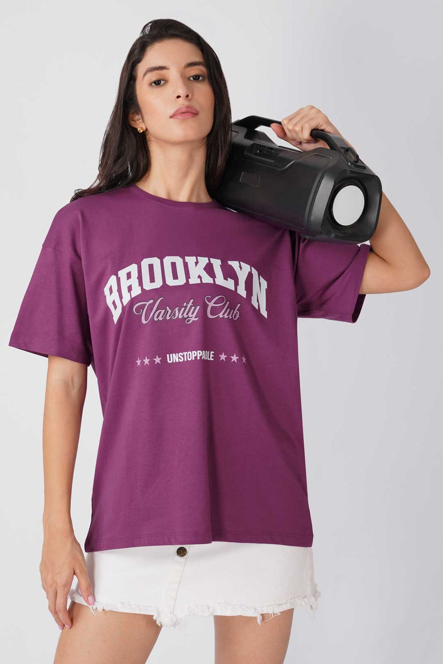 Cotton Oversized Tshirt - Purple - BROOKLYN VARSITY CLUB