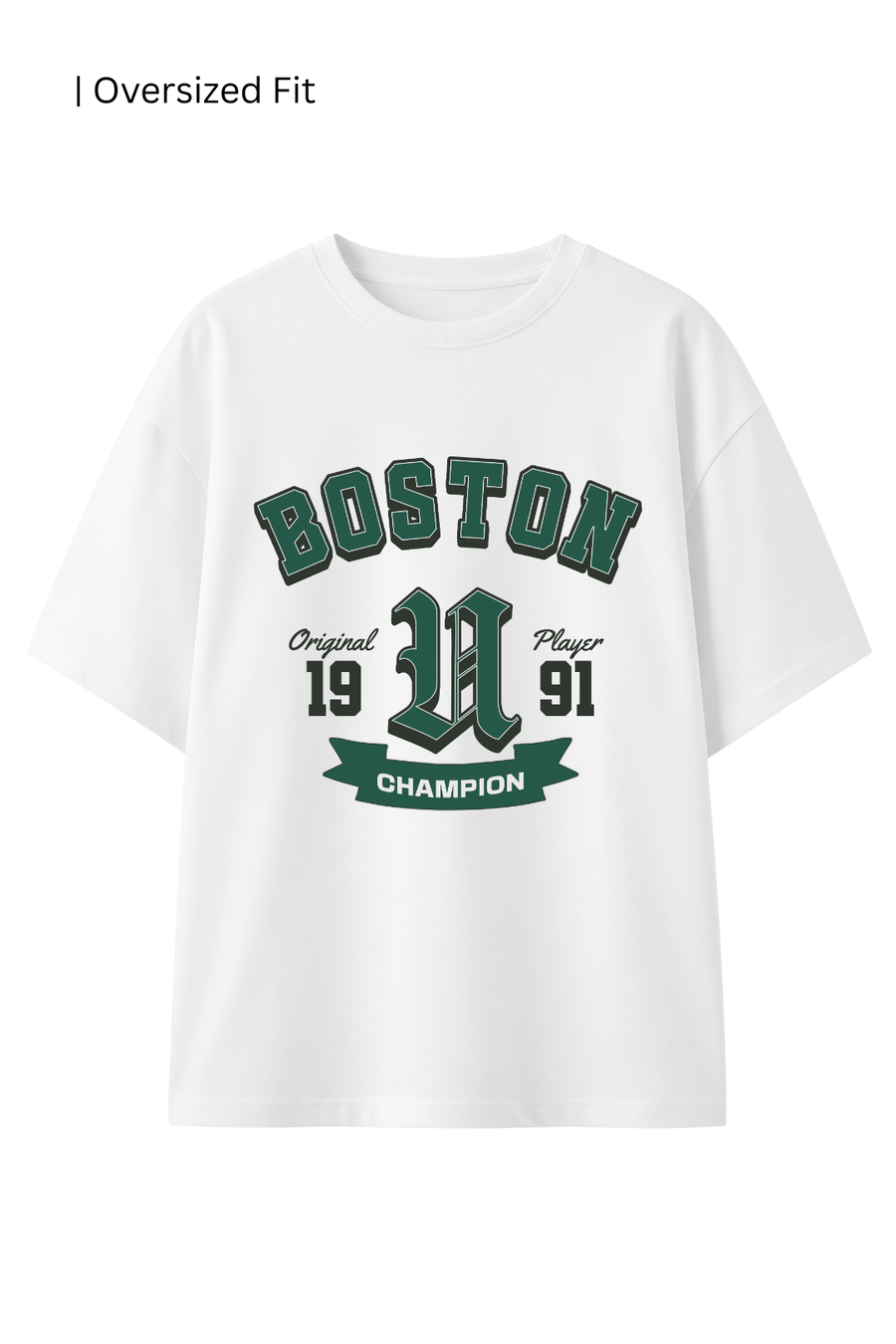 Cotton Oversized Tshirt - White - BOSTON VARSITY CLUB