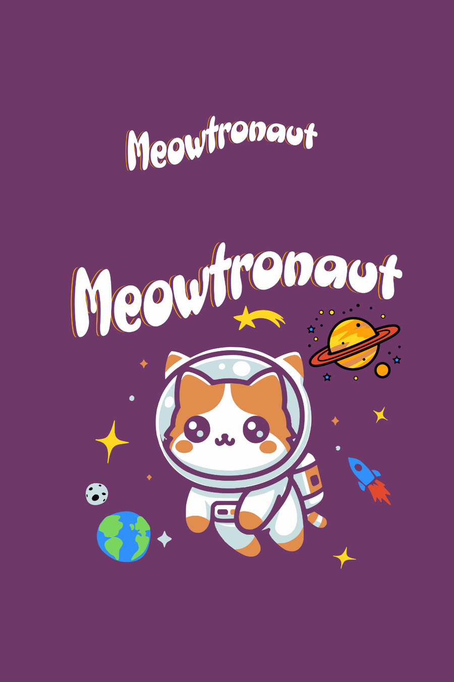 Cotton Relaxed fit Tshirt - Purple - Meowtronaut