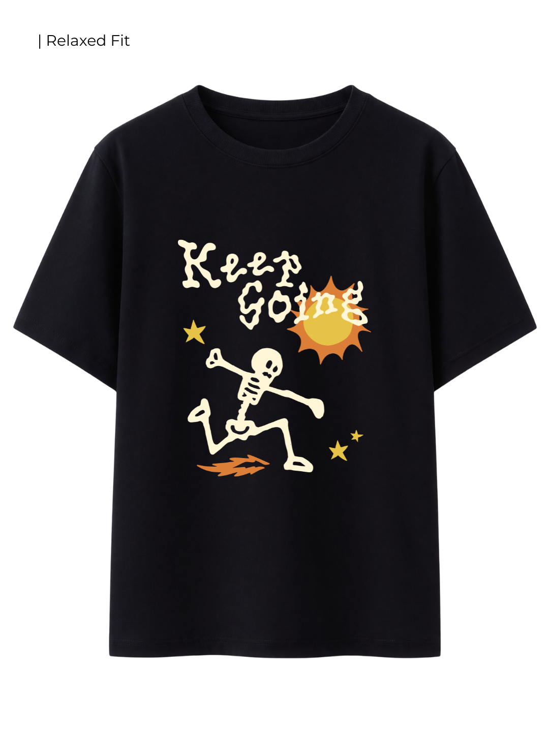 Cotton Relaxed fit Tshirt - Black - Keep going