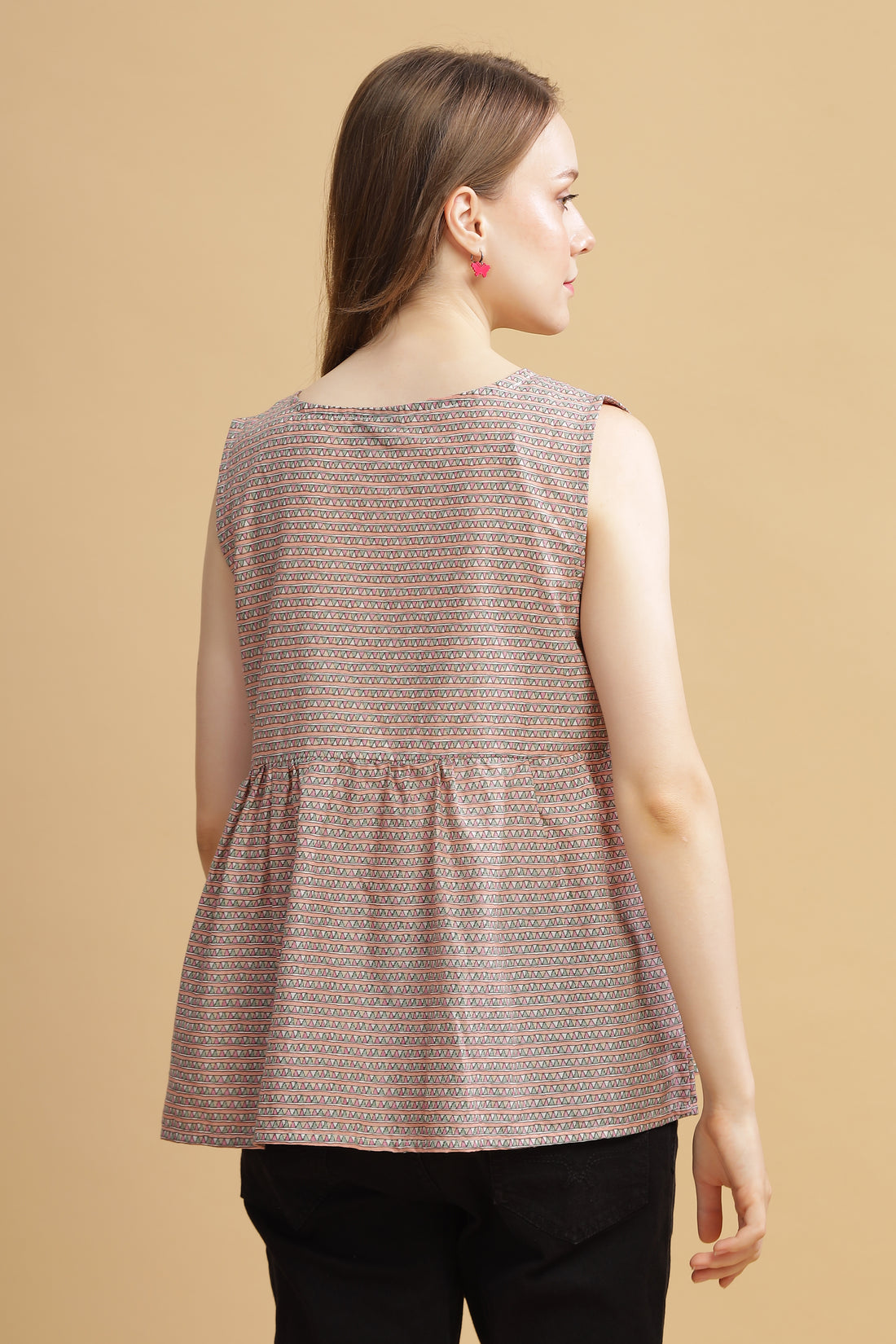 Cambric Cotton Tank Top - Abstract Pink