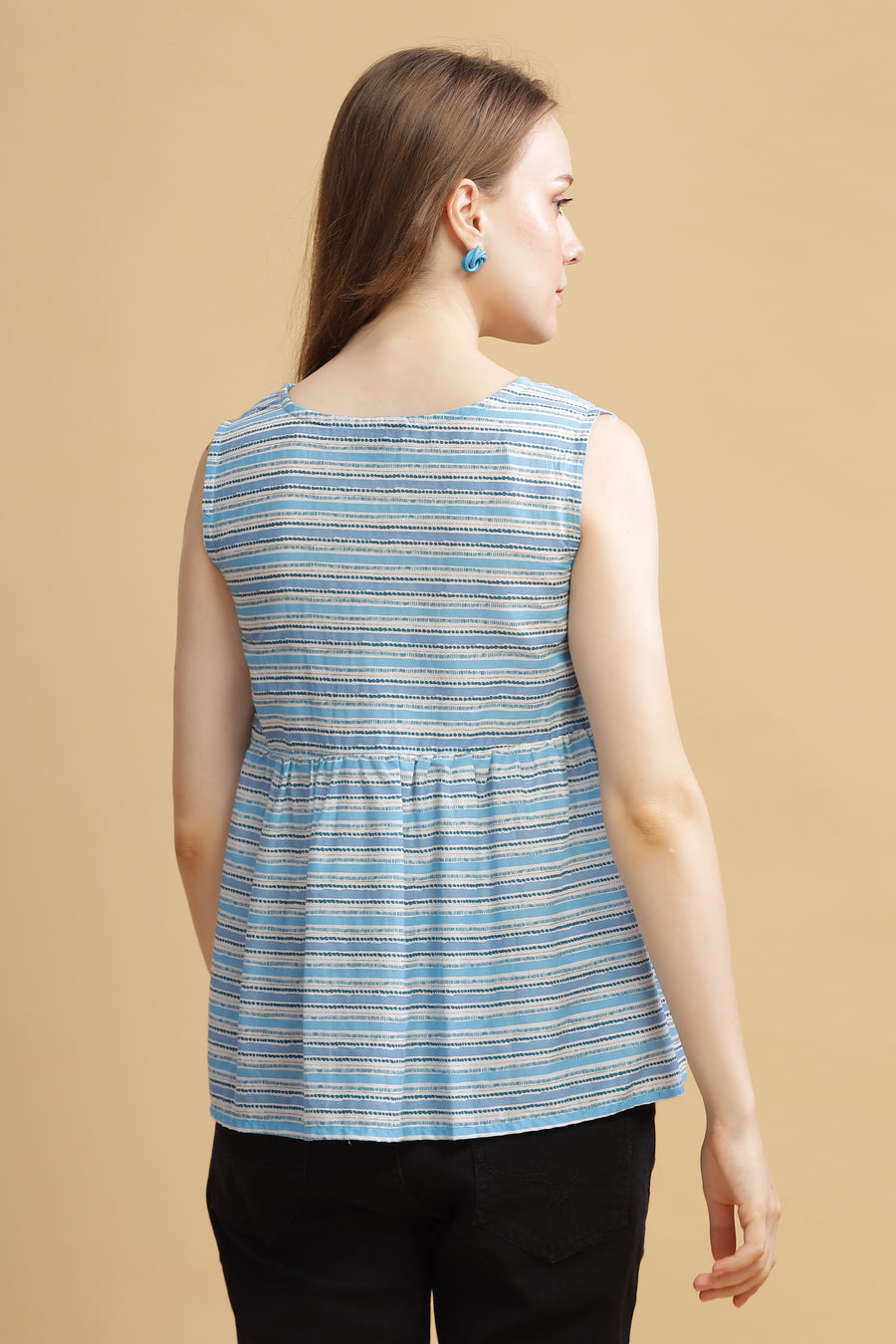 Cambric Cotton Tank Top - Blue