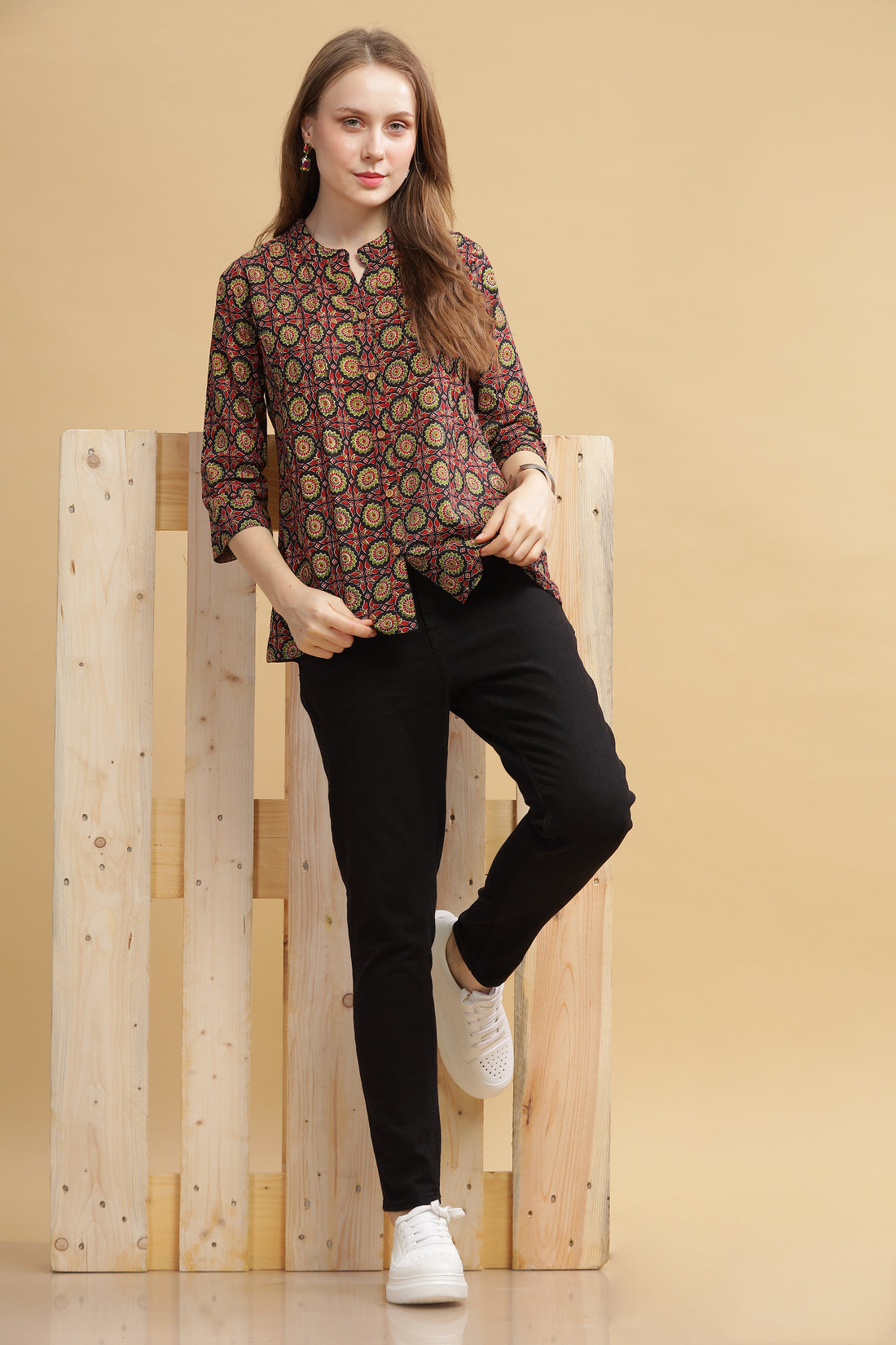 Cambric Cotton Full Sleeve Top - Black