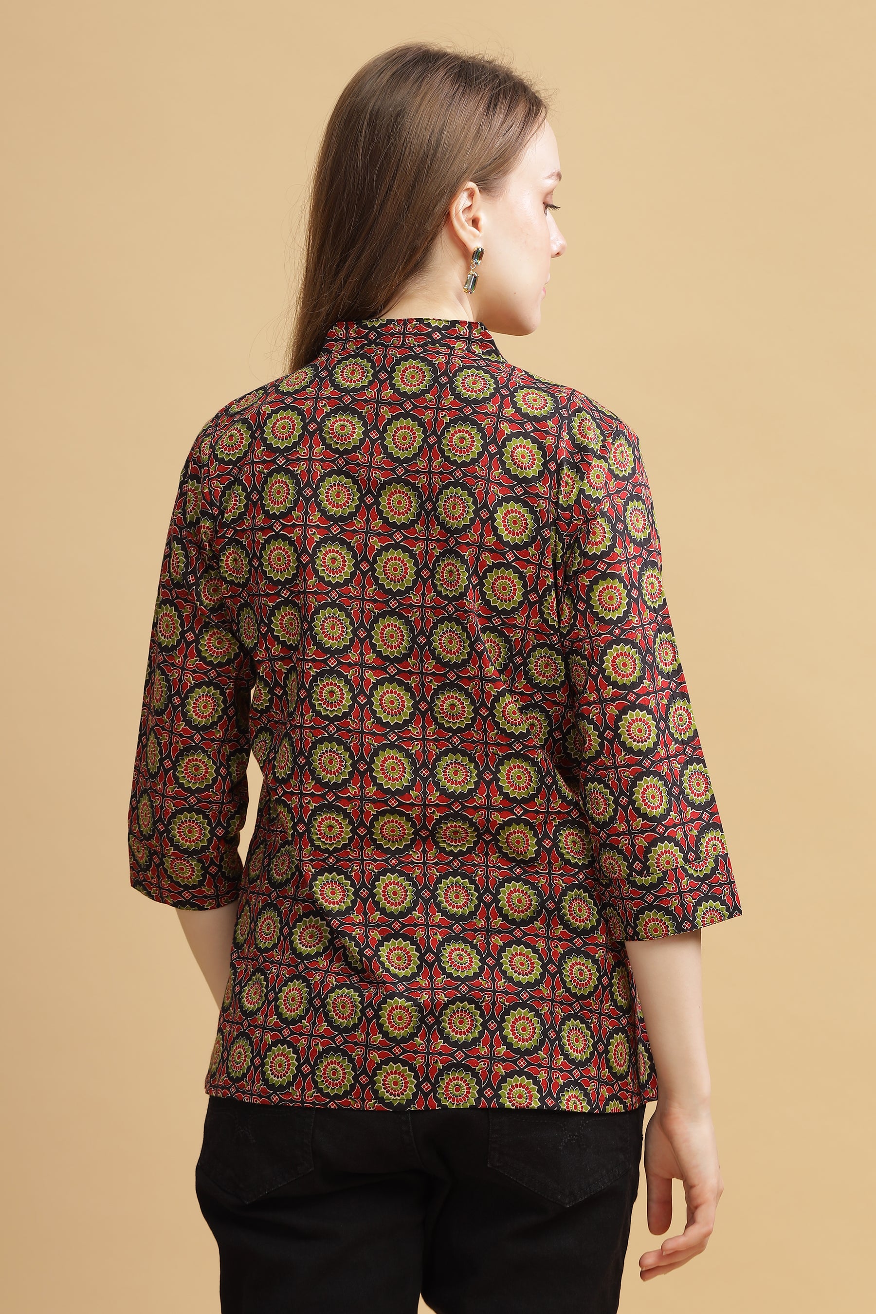 Cambric Cotton Full Sleeve Top - Black