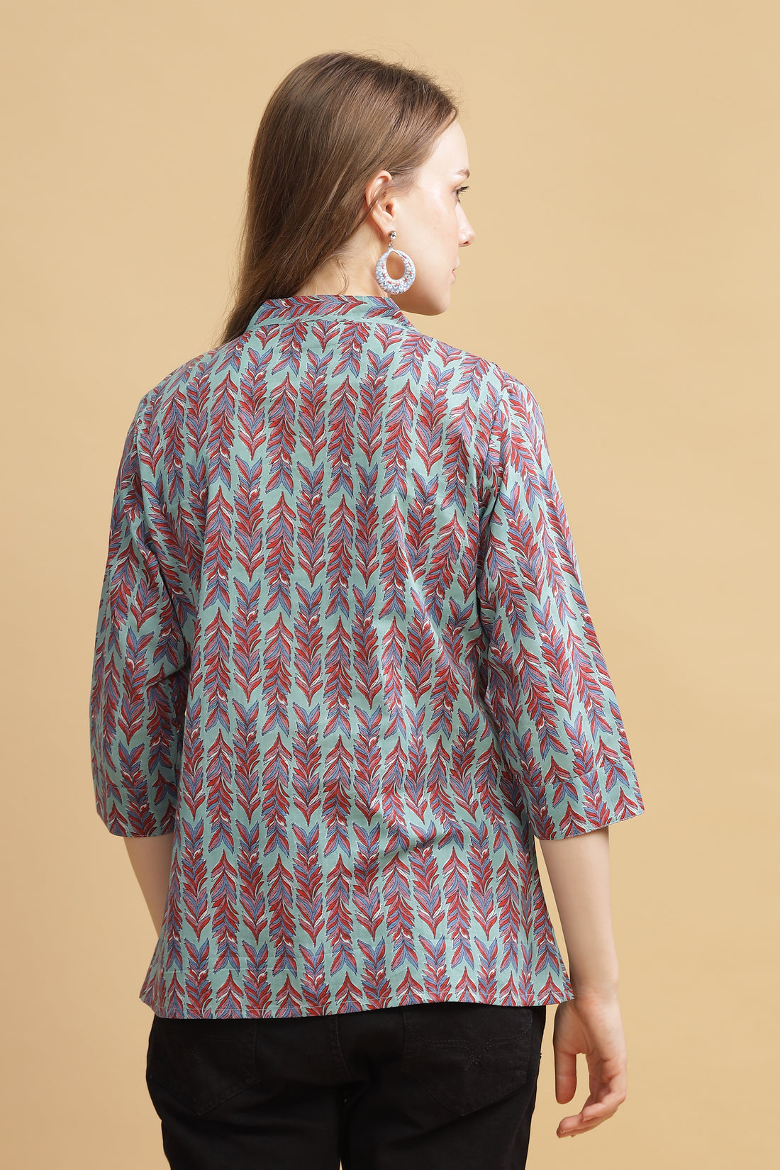 Cambric Cotton Full Sleeve Top - Teal
