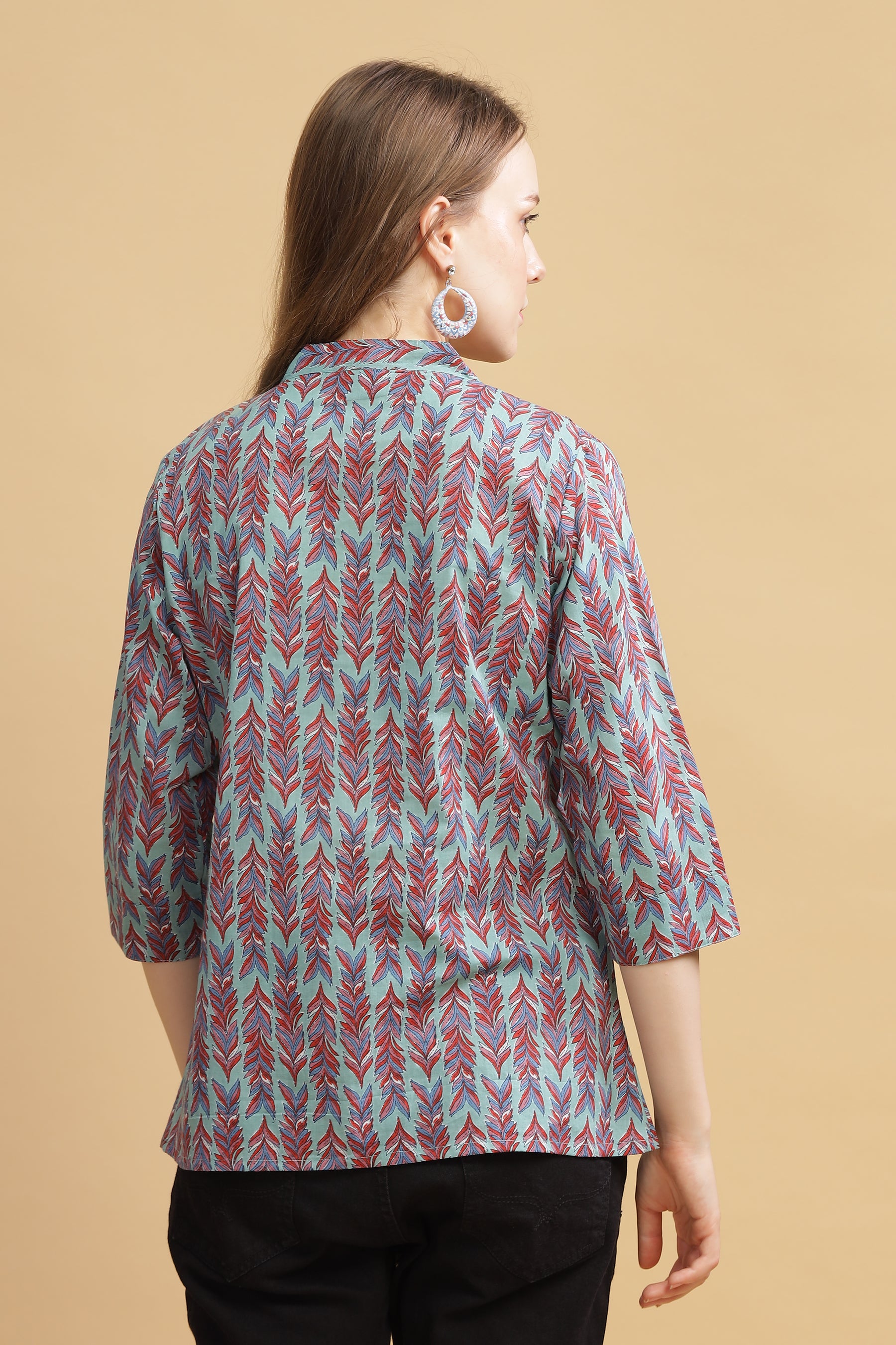 Cambric Cotton Full Sleeve Top - Teal