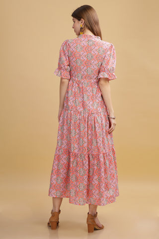 Cambric Cotton Maxi Dress - Pink