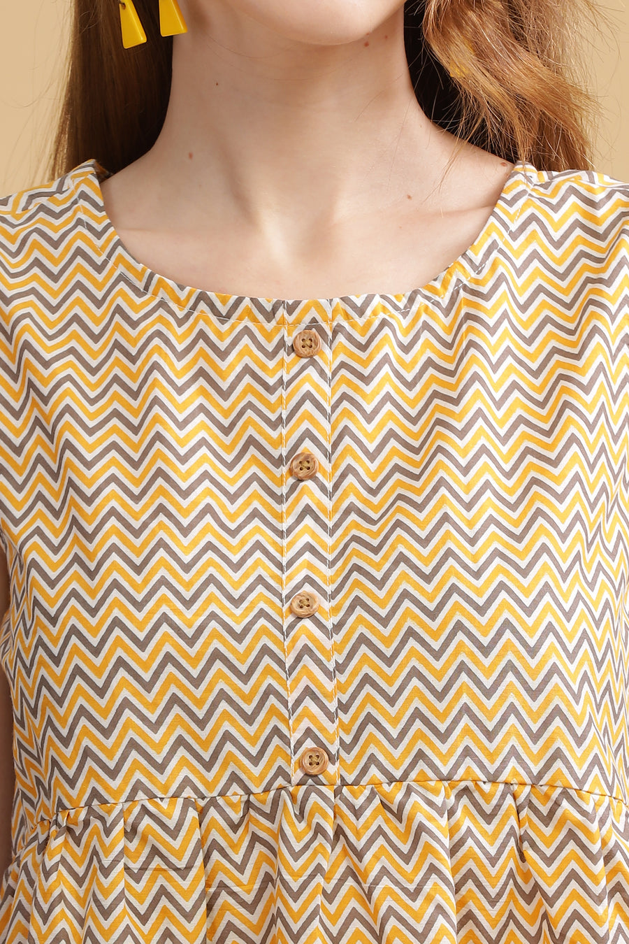 Cambric Cotton Tank Top - Abstract Yellow