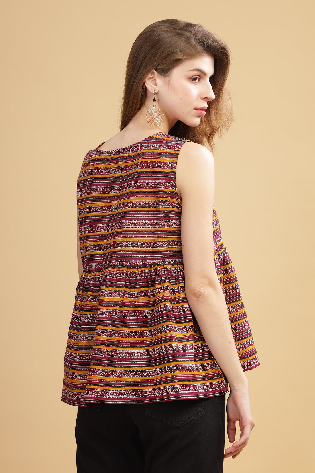 Cambric Cotton Tank Top - Burgundy