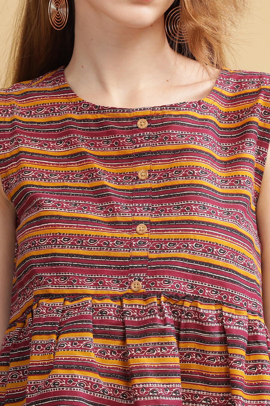 Cambric Cotton Tank Top - Burgundy