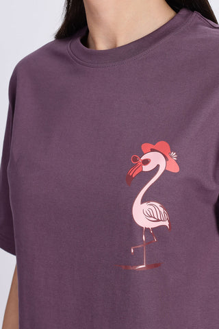 Cotton oversized Tshirt Mauve - Flamingo