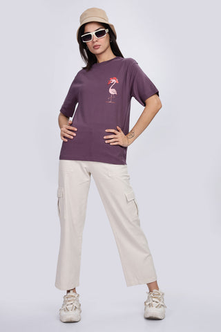 Cotton oversized Tshirt Mauve - Flamingo