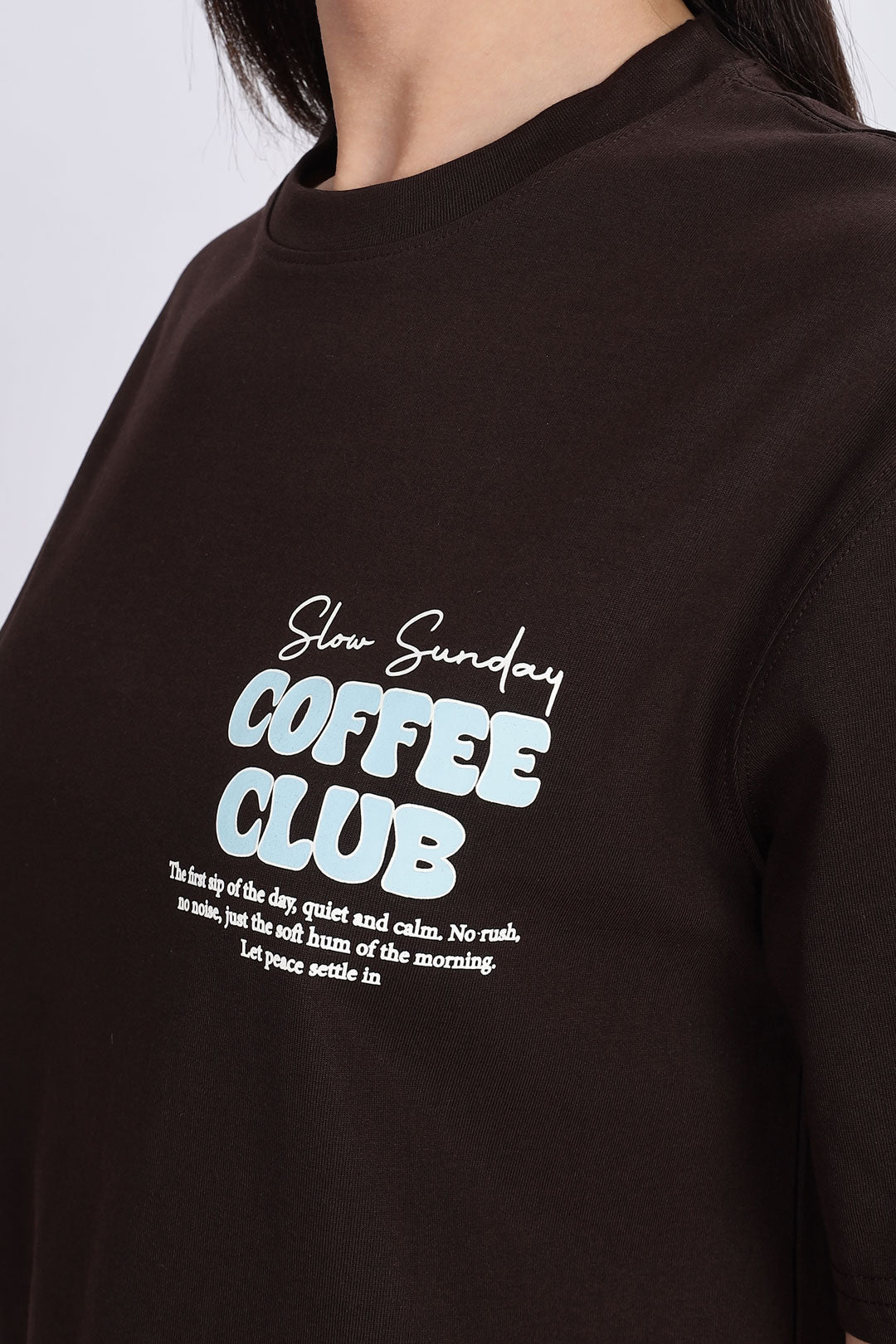 Cotton oversized Tshirt Deep Brown - Coffee club