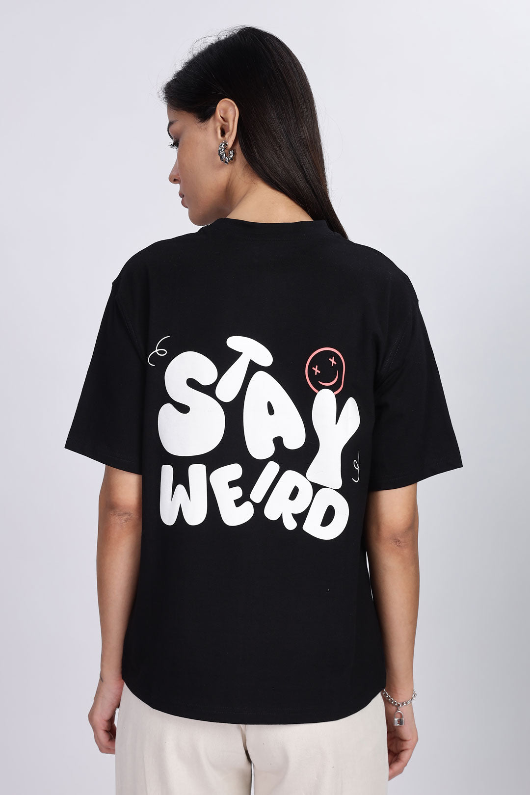 Cotton oversized Tshirt jet black - Stay weird