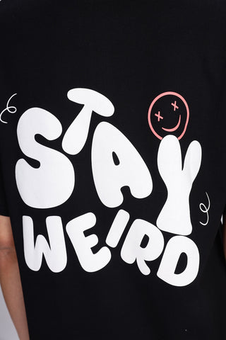 Cotton oversized Tshirt jet black - Stay weird